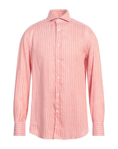 Brunello Cucinelli Man Shirt Orange Size Xl Linen, Lyocell In Orange