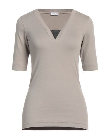 Brunello Cucinelli Woman T-shirt Dove Grey Size S Cotton, Elastane