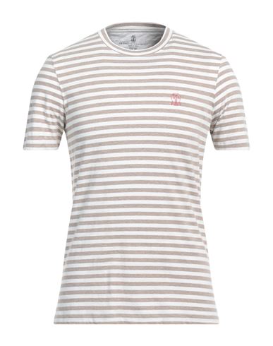 Brunello Cucinelli Man T-shirt Khaki Size 3xl Cotton In Beige