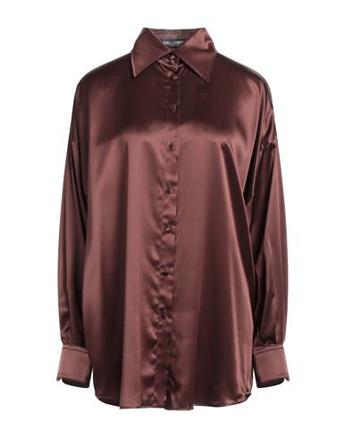 Dolce & Gabbana Woman Shirt Cocoa Size 12 Silk In Brown