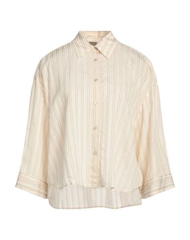 Peserico Woman Shirt Beige Size 6 Cotton, Viscose, Silk, Linen