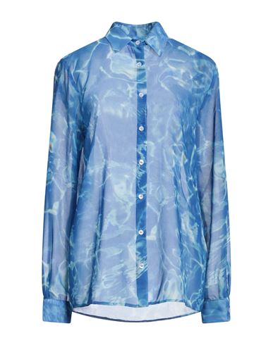 Stella Jean Woman Shirt Blue Size 10 Polyester