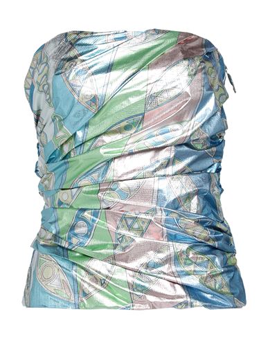 Emilio Pucci Woman Top Turquoise Size 8 Polyester In Blue