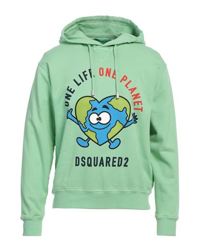 DSQUARED2 DSQUARED2 MAN SWEATSHIRT LIGHT GREEN SIZE M COTTON, ELASTANE 