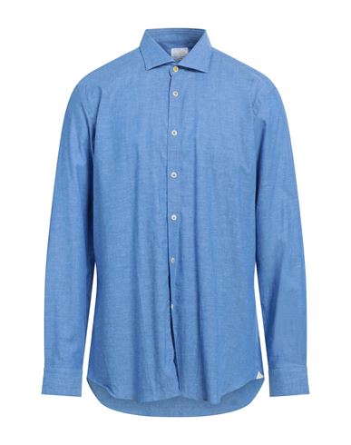 Edizioni Limonaia Man Shirt Azure Size 17 ¾ Linen In Blue