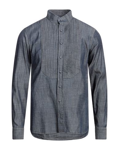 Tagliatore Man Denim Shirt Blue Size 15 ¾ Cotton, Linen