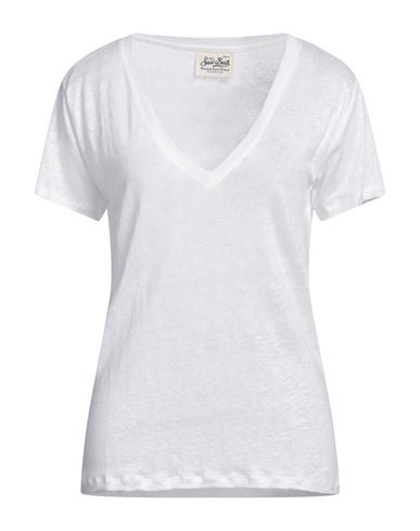 Mc2 Saint Barth Woman T-shirt Ivory Size L Linen In White