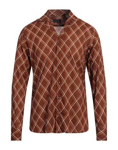 Tagliatore Man Shirt Brown Size 15 ¾ Cotton