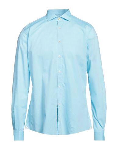 Edizioni Limonaia Man Shirt Sky Blue Size 17 Cotton In Blue