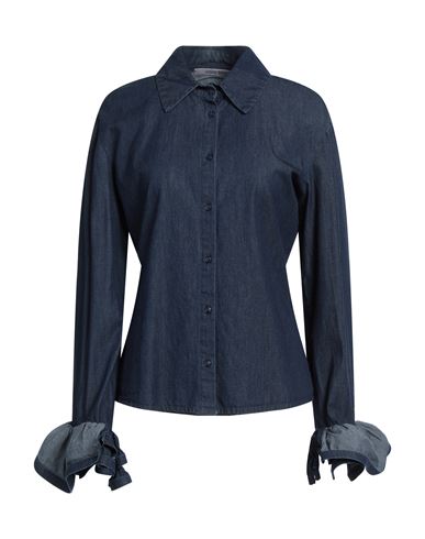 Angela Davis Woman Denim Shirt Blue Size 8 Cotton
