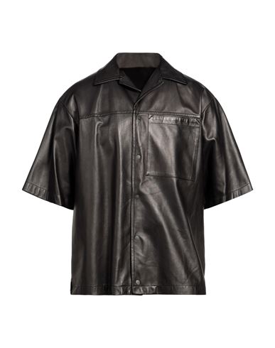 Salvatore Santoro Man Shirt Black Size 46 Ovine Leather
