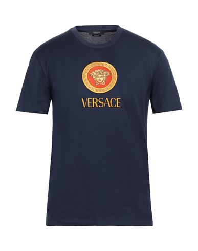 Versace Man T-shirt Midnight Blue Size M Cotton, Viscose, Polyester