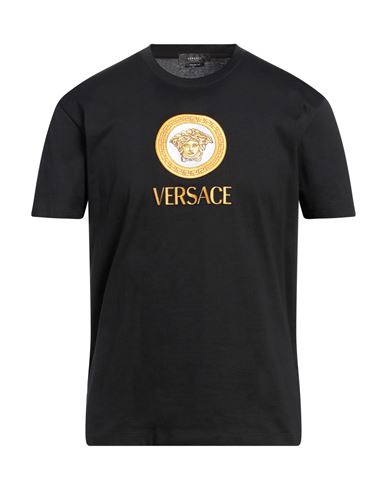 Versace Man T-shirt Black Size Xl Cotton, Viscose, Polyester