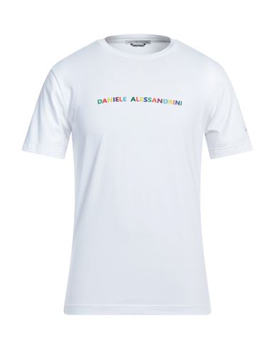 Grey Daniele Alessandrini Man T-shirt White Size S Cotton, Elastane