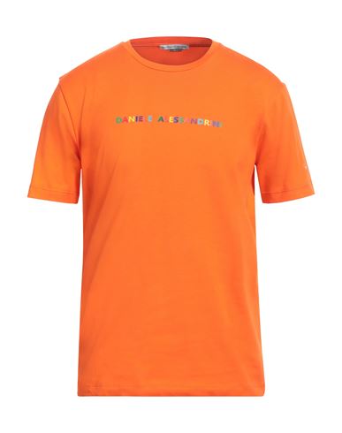 Grey Daniele Alessandrini Man T-shirt Orange Size L Cotton, Elastane
