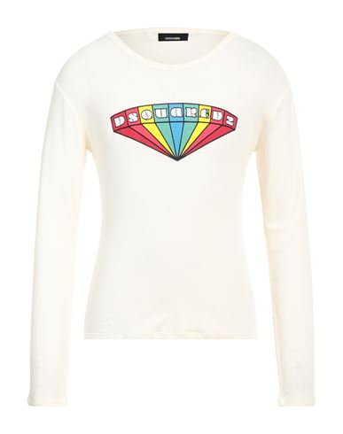 DSQUARED2 DSQUARED2 MAN T-SHIRT CREAM SIZE L VIRGIN WOOL 