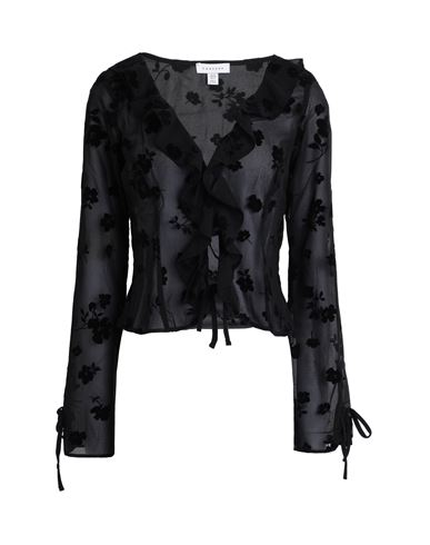 Topshop Woman Shirt Black Size 10 Polyester