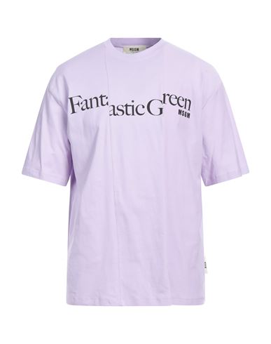 Msgm Man T-shirt Light Purple Size Xl Organic Cotton