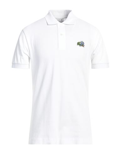Shop Lacoste Man Polo Shirt White Size 5 Cotton