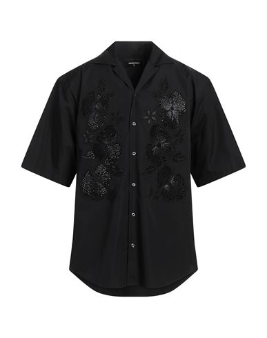 Dsquared2 Man Shirt Black Size 42 Cotton, Polyamide, Elastane, Glass