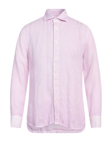 120% Lino Man Shirt Lilac Size 3xl Linen In Purple