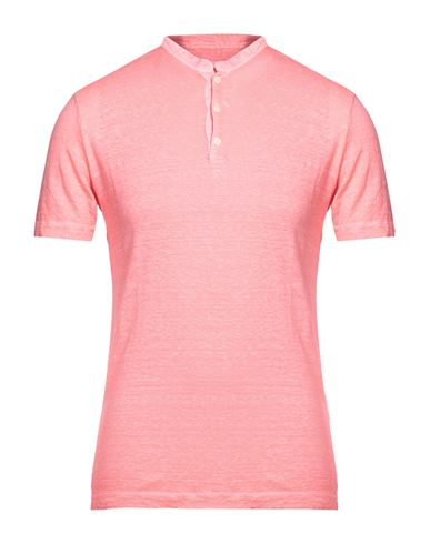 120% Lino Man T-shirt Coral Size S Linen In Pink