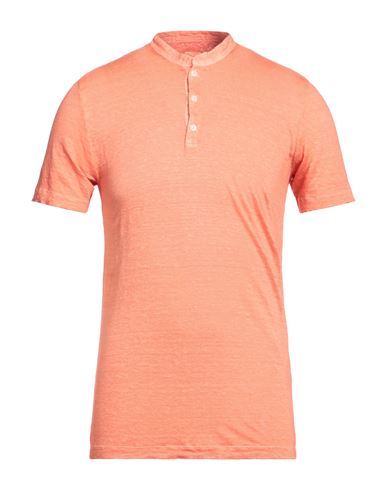 120% Lino Man T-shirt Orange Size S Linen