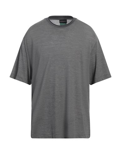 Emporio Armani Man T-shirt Grey Size L Virgin Wool, Lyocell In Grey