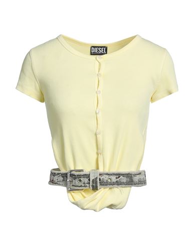 Diesel Woman T-shirt Light Yellow Size Xl Cotton, Elastane