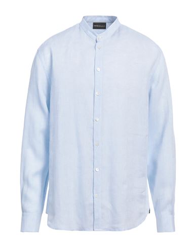 Emporio Armani Man Shirt Sky Blue Size L Linen