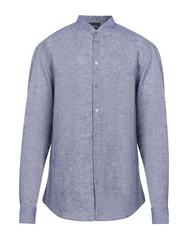 Emporio Armani Man Shirt Blue Size S Linen In Blue