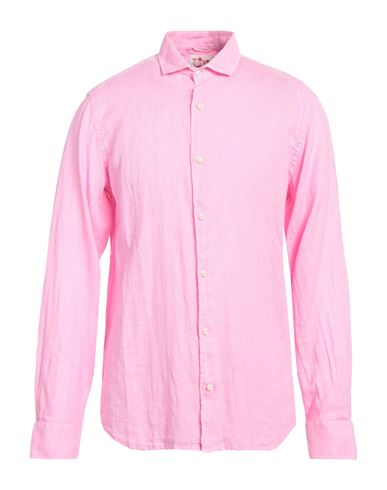 Shop Mc2 Saint Barth Man Shirt Pink Size Xxl Linen
