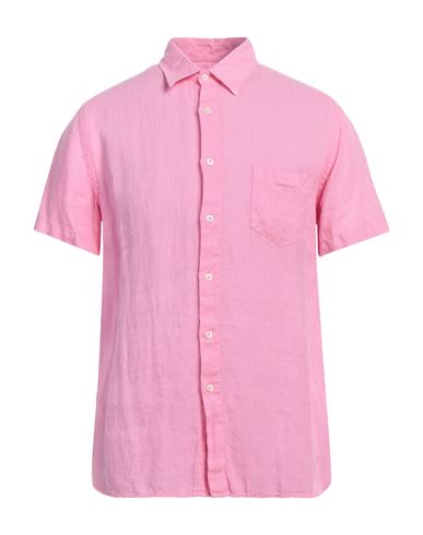 120% Lino Man Shirt Pink Size M Linen