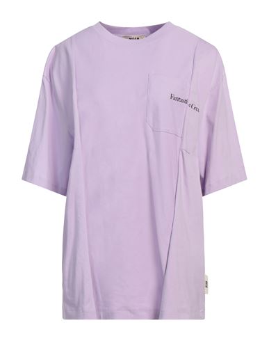 Msgm Woman T-shirt Lilac Size Xs Organic Cotton In Purple