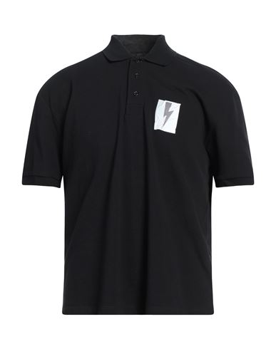 Neil Barrett Man Polo Shirt Black Size Xxl Cotton