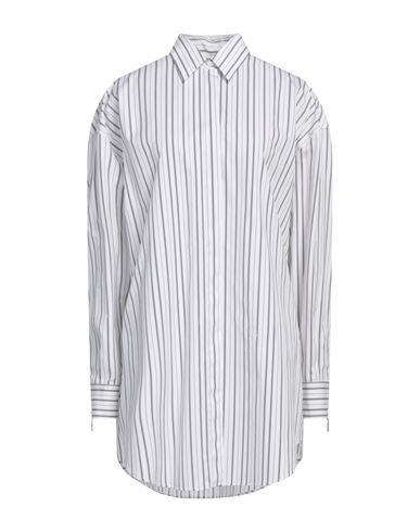 Off-white Pinstriped Long-sleeved Poplin Shirt In White