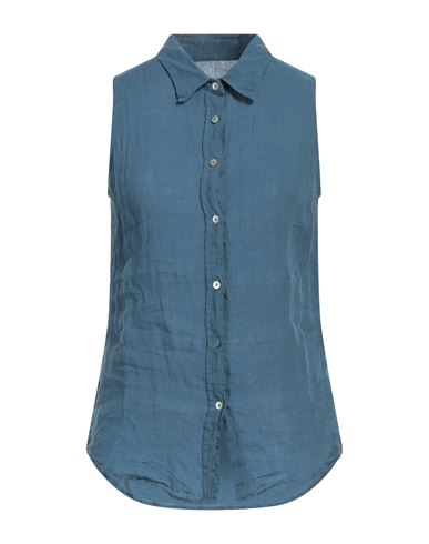 120% Lino Woman Shirt Pastel Blue Size 14 Linen