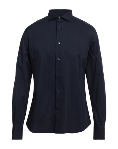 Shop Brouback Man Shirt Navy Blue Size 17 ¾ Cotton, Elastane
