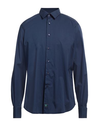 Shop Brouback Man Shirt Navy Blue Size 17 ½ Cotton, Elastane