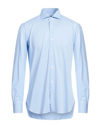 Barba Napoli Man Shirt Sky Blue Size 16 Cotton, Polyamide, Elastane