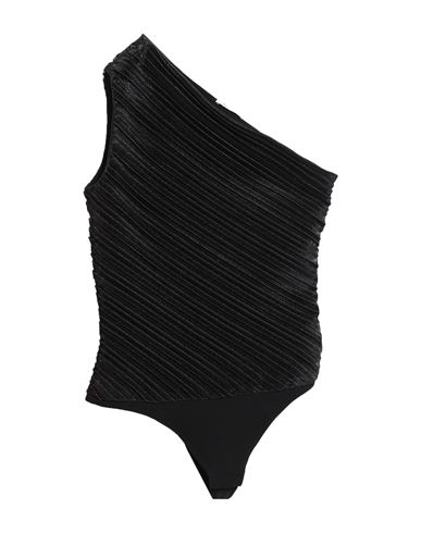 Mugler Woman Bodysuit Black Size 6 Cotton, Polyamide, Polyester, Elastane