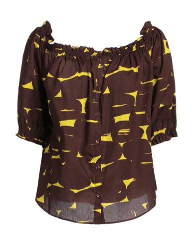 Shop Hanita Woman Shirt Dark Brown Size L Cotton