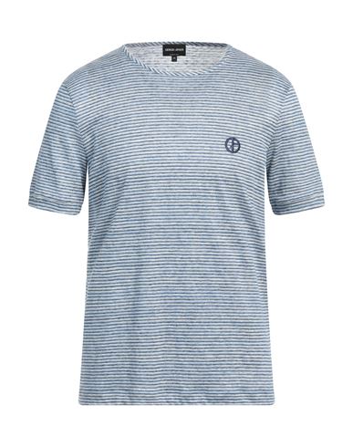 Giorgio Armani Man T-shirt Light Blue Size 44 Linen