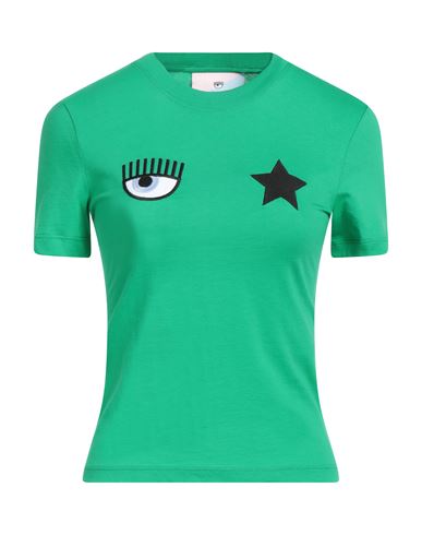 Chiara Ferragni Woman T-shirt Green Size S Cotton