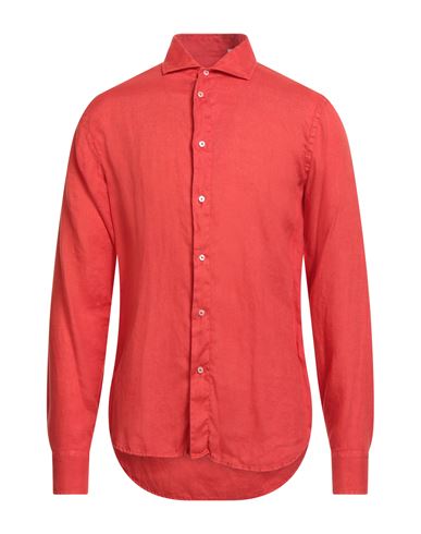 Brouback Man Shirt Tomato Red Size 15 ¾ Linen In Red