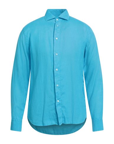 Brouback Man Shirt Turquoise Size 15 ¾ Linen In Blue