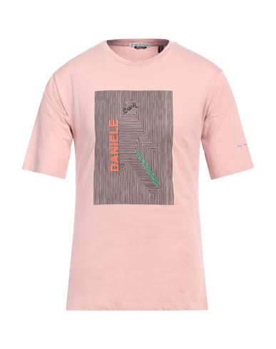 Grey Daniele Alessandrini Man T-shirt Pastel Pink Size L Cotton