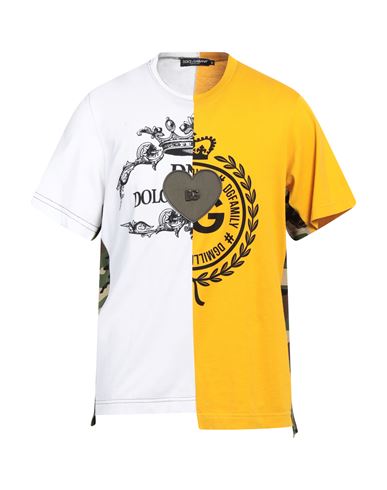 Shop Dolce & Gabbana Man T-shirt White Size 36 Cotton, Polyester, Brass, Elastane