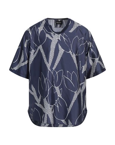 Giorgio Armani Man Shirt Navy Blue Size L Silk