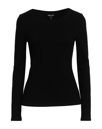 Shop Giorgio Armani Woman T-shirt Black Size 8 Viscose, Polyamide, Cashmere, Elastane